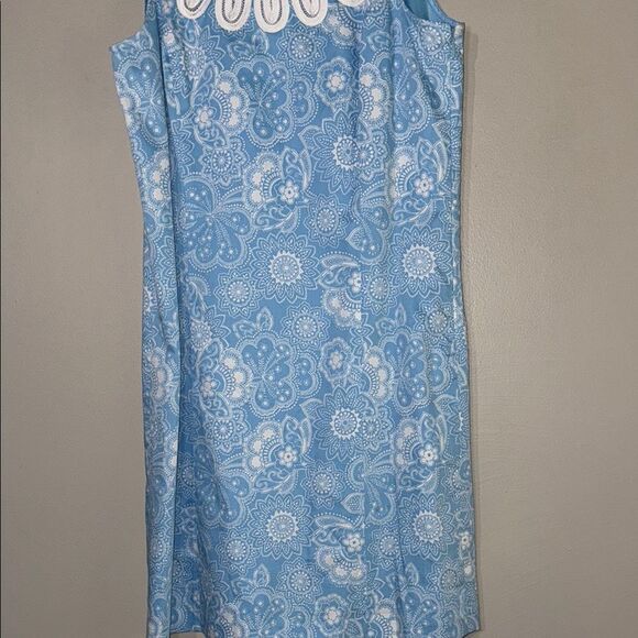 Ann Taylor Loft Dress Blue Floral Print 100% Cotton Sleeveless - Picture 6 of 14